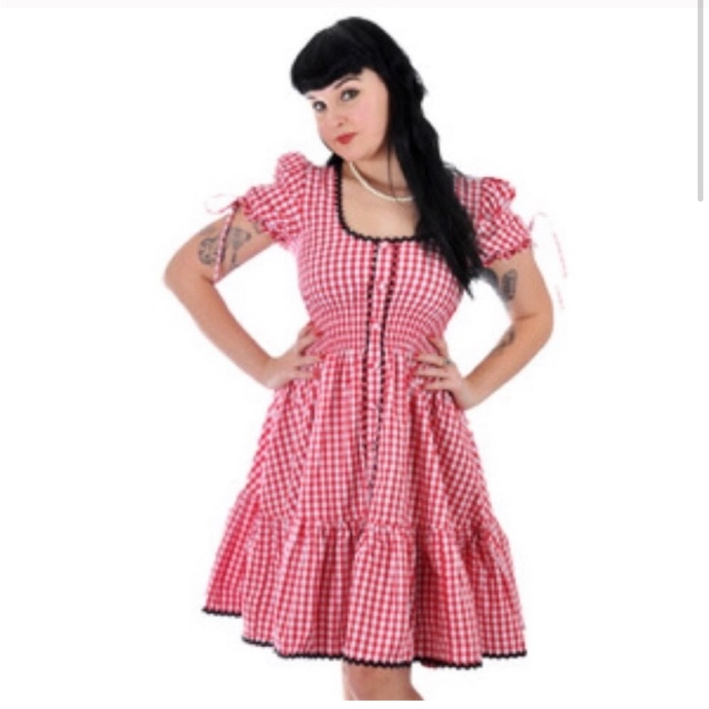 Hell Bunny Red and White Midi Dress
